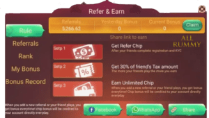 Refer & Earn in Rummy Bindaas Apk