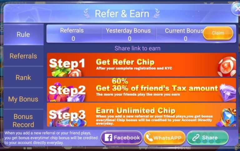 Refer And Earn in Teen Patti Party Apk