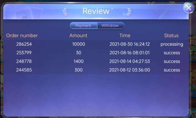 Payment proof of Teen Patti Party withdrawal